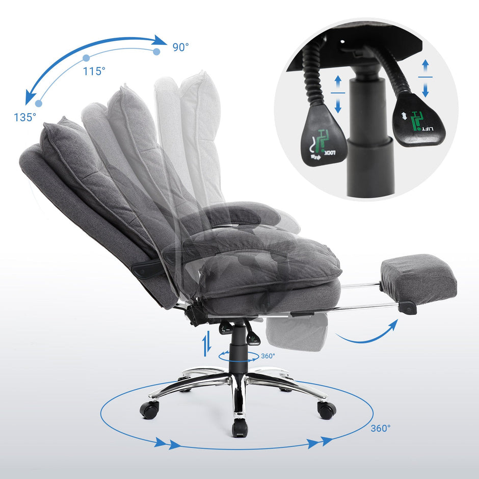Ergonomic Office Chair – Fabric – Gray – Executive Design