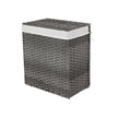 Handwoven Laundry Hamper – Synthetic Rattan – Gray – Divided Design with Lid and Handles