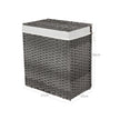 Handwoven Laundry Hamper – Synthetic Rattan – Gray – Divided Design with Lid and Handles