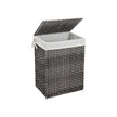 Laundry Basket – Synthetic Rattan – Gray – 90L Capacity with Lid and Removable Liner