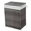Laundry Basket – Synthetic Rattan – Gray – 90L Capacity with Lid and Removable Liner