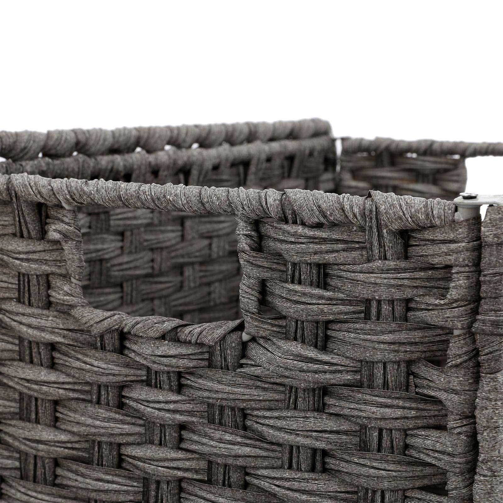 Laundry Basket – Synthetic Rattan – Gray – 90L Capacity with Lid and Removable Liner