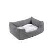 Plush Dog Bed – Soft Fabric – Grey – Round Shape with Removable Cover