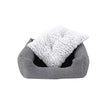 Plush Dog Bed – Soft Fabric – Grey – Round Shape with Removable Cover