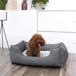 Plush Dog Bed – Soft Fabric – Grey – Round Shape with Removable Cover