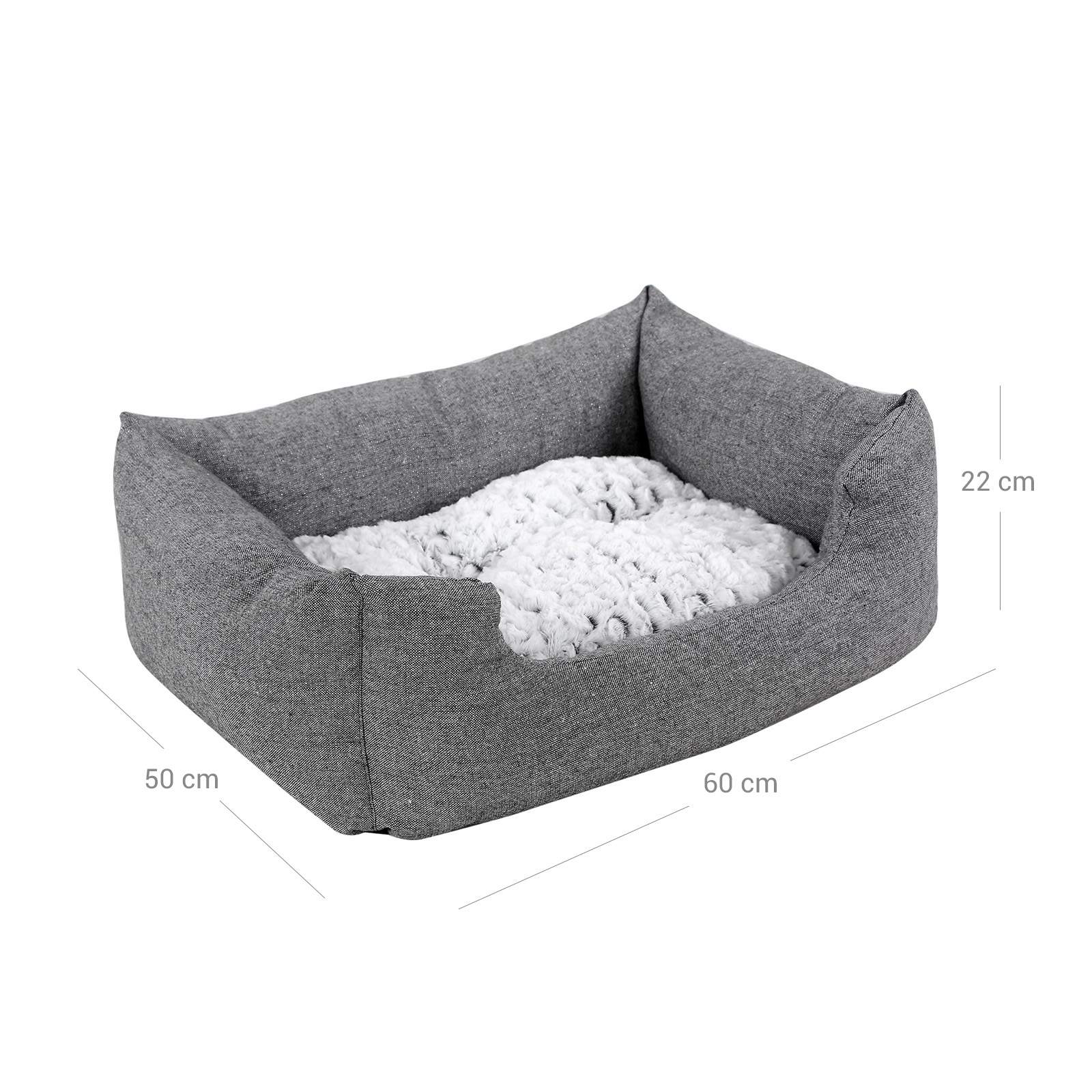 Plush Dog Bed – Soft Fabric – Grey – Round Shape with Removable Cover