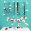 Grid Panel Photo Wall – Metal Mesh – Rose Gold – Multifunctional DIY Display with Clips and S Hooks