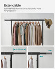 Heavy-Duty Clothes Rack – All-Metal – Matte Black – Extendable Hanging Rail, 136 kg Load Capacity