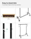 Heavy-Duty Clothes Rack – All-Metal – Matte Black – Extendable Hanging Rail, 136 kg Load Capacity