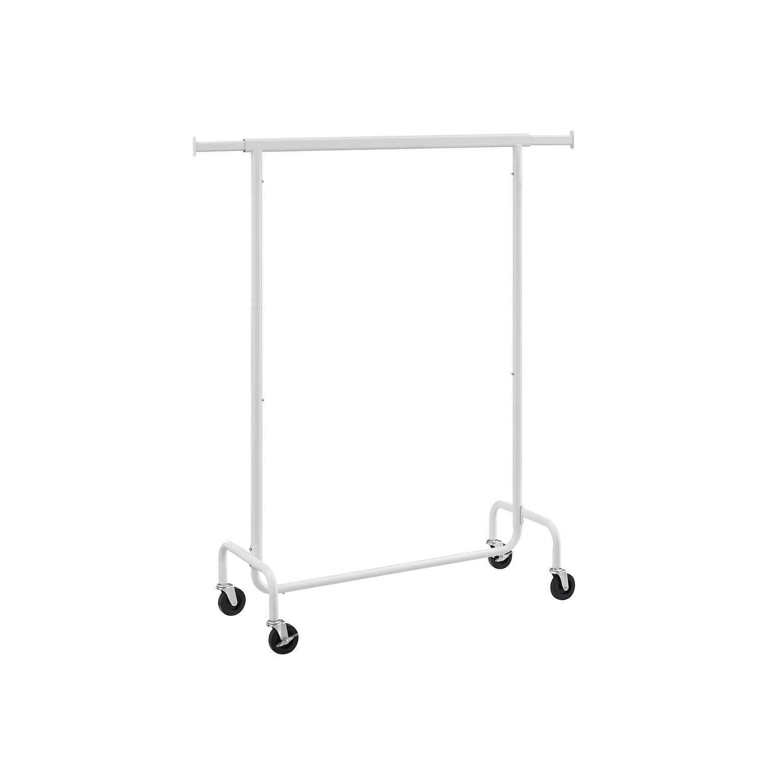 Clothes Rack – All-Metal – Matte White – Heavy-Duty with Extendable Hanging Rail