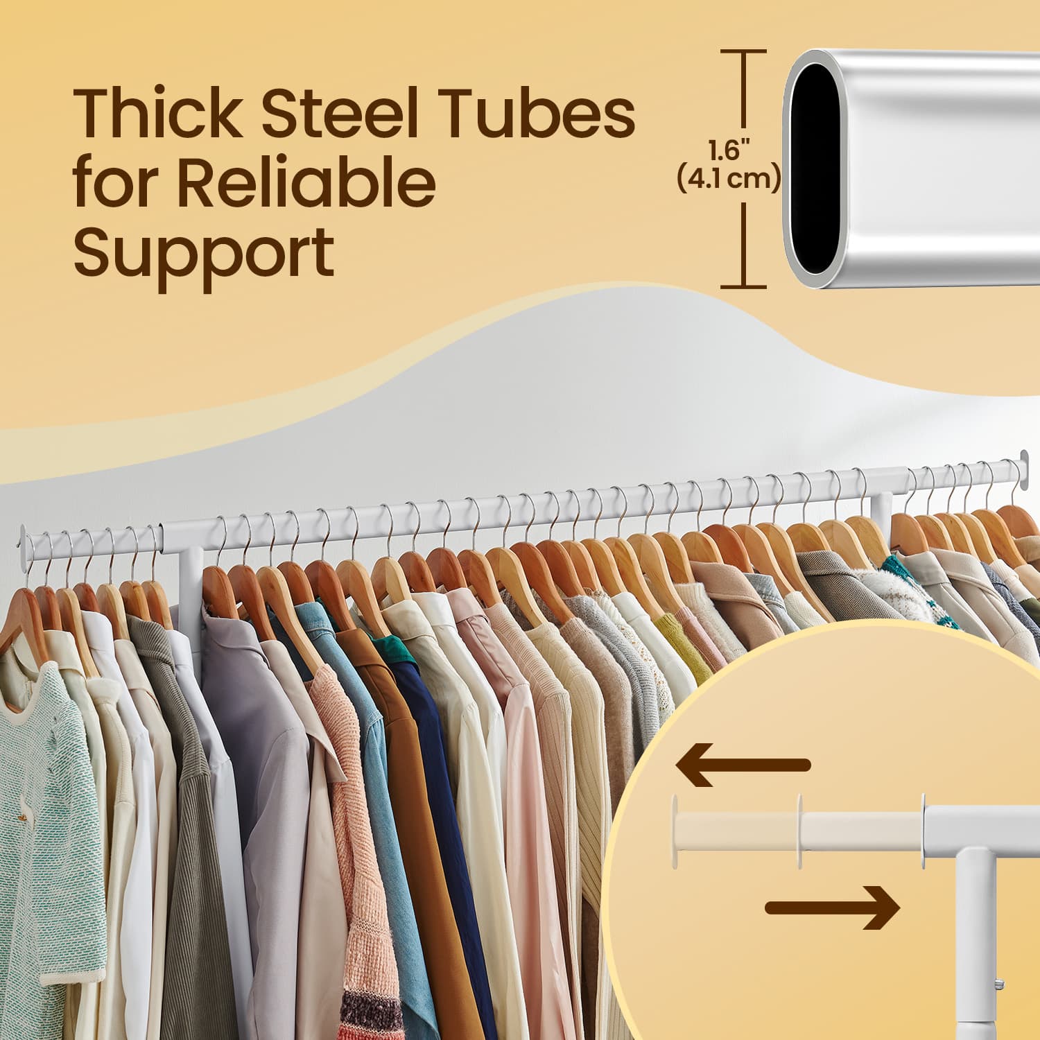 Heavy-Duty Clothes Rack – Metal – Matte Black – Extendable Rod, 286.6 lb Load Capacity, Wheeled