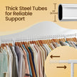 Heavy-Duty Clothes Rack – Metal – Matte Black – Extendable Rod, 286.6 lb Load Capacity, Wheeled