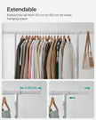 Clothes Rack – All-Metal – Matte White – Heavy-Duty with Extendable Hanging Rail