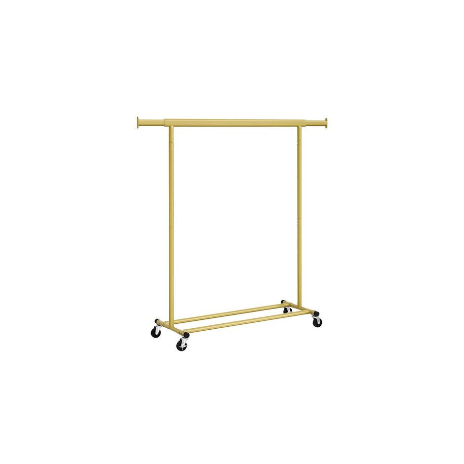 Heavy-Duty Clothes Rack – Metal – Pale Gold – Extendable Hanging Rail, 90 kg Load Capacity, Portable