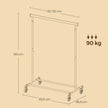 Garment Rail – Metal – Gold – Adjustable Mobile Heavy Duty Design