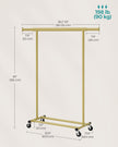 Heavy-Duty Clothes Rack – Metal – Pale Gold – Extendable Hanging Rail, 90 kg Load Capacity, Portable