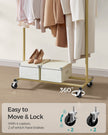 Heavy-Duty Clothes Rack – Metal – Pale Gold – Extendable Hanging Rail, 90 kg Load Capacity, Portable