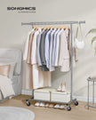 Heavy-Duty Portable Clothes Rack – Metal – Dove Grey – Extendable Hanging Rail, 90 kg Load Capacity