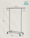 Heavy-Duty Portable Clothes Rack – Metal – Dove Grey – Extendable Hanging Rail, 90 kg Load Capacity