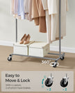Heavy-Duty Portable Clothes Rack – Metal – Dove Grey – Extendable Hanging Rail, 90 kg Load Capacity