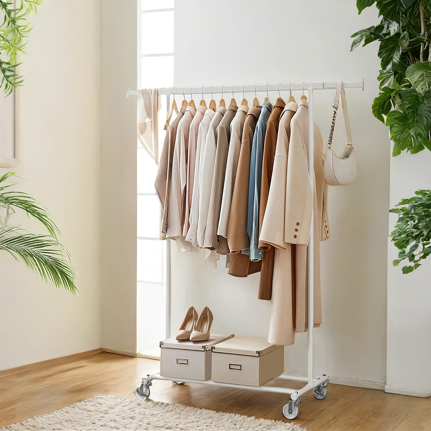 Clothes Rack – Metal – Silver – Heavy Duty, Extendable, Portable, Load Capacity 90 kg