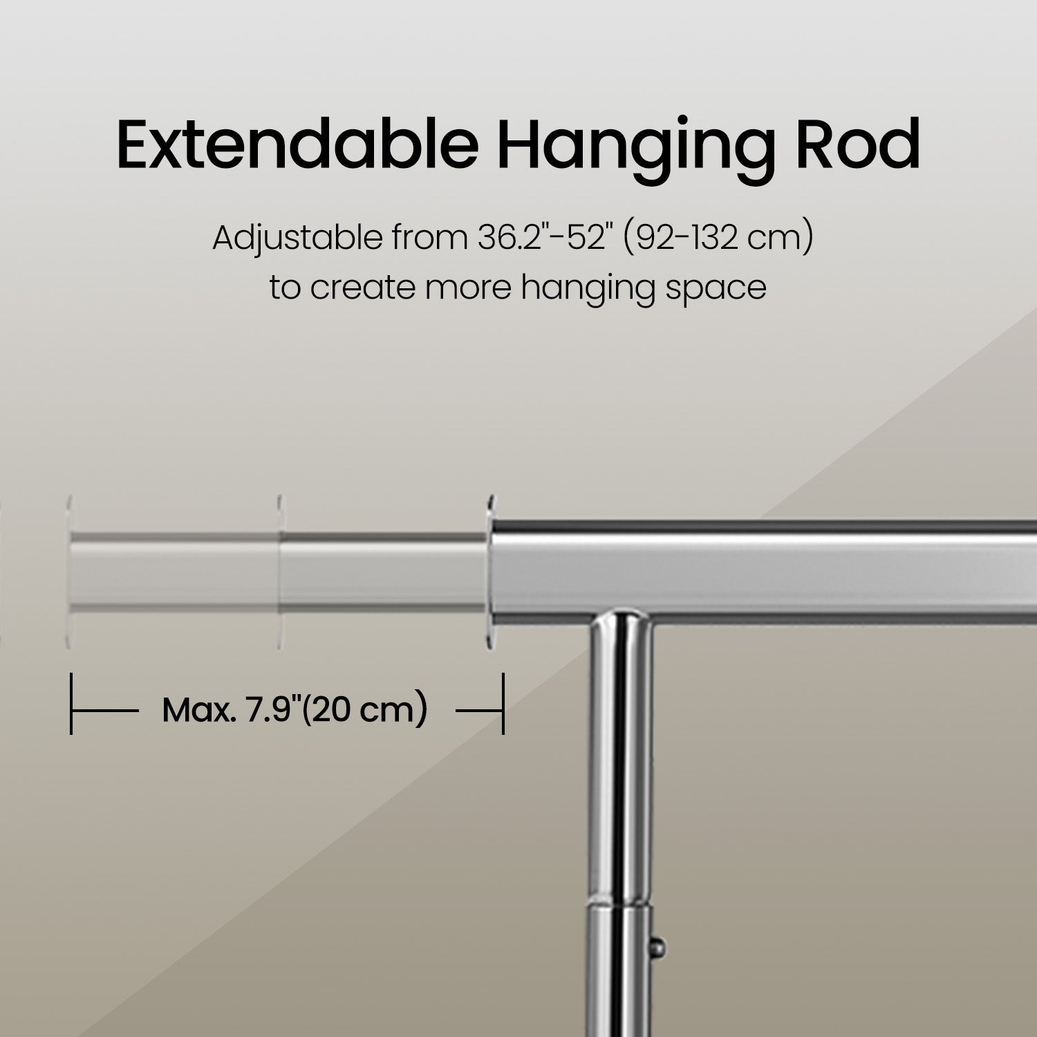 Garment Rail – Metal – Silver – Adjustable and Heavy Duty with Wheels