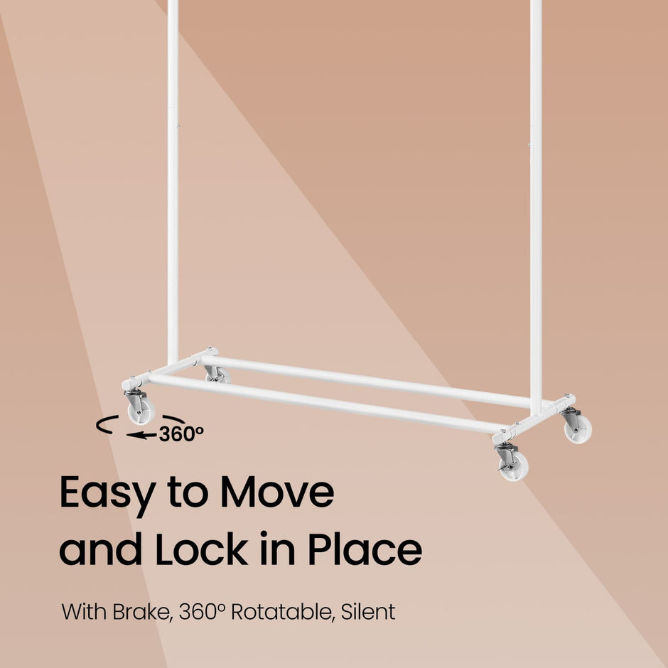 Clothes Rack – Metal – Silver – Heavy Duty, Extendable, Portable, Load Capacity 90 kg
