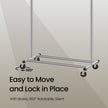 Garment Rail – Metal – Silver – Adjustable and Heavy Duty with Wheels