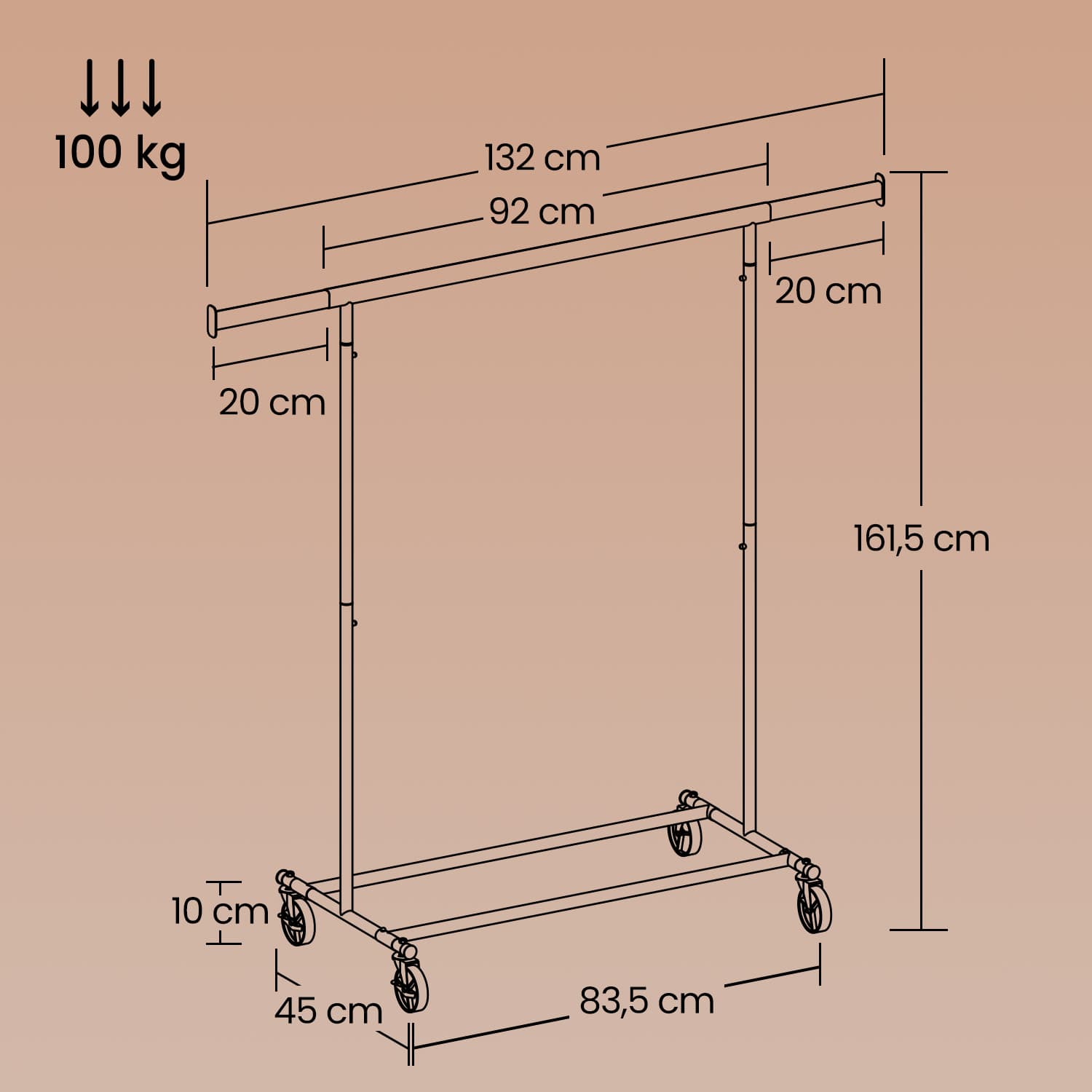 Clothes Rack – Metal – Silver – Heavy Duty, Extendable, Portable, Load Capacity 90 kg