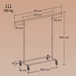 Clothes Rack – Metal – Silver – Heavy Duty, Extendable, Portable, Load Capacity 90 kg