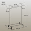 Garment Rail – Metal – Silver – Adjustable and Heavy Duty with Wheels
