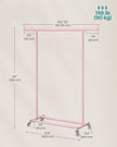 Heavy-Duty Clothes Rack – Metal – Jelly Pink – Extendable and Portable with 90 kg Load Capacity