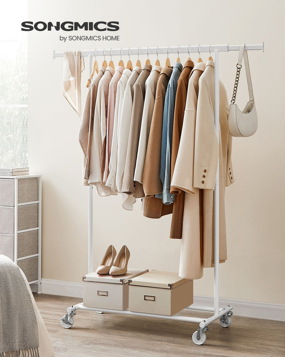 Heavy Duty Clothes Rack – Metal – Portable – Extendable Hanging Rail, 90 kg Load Capacity