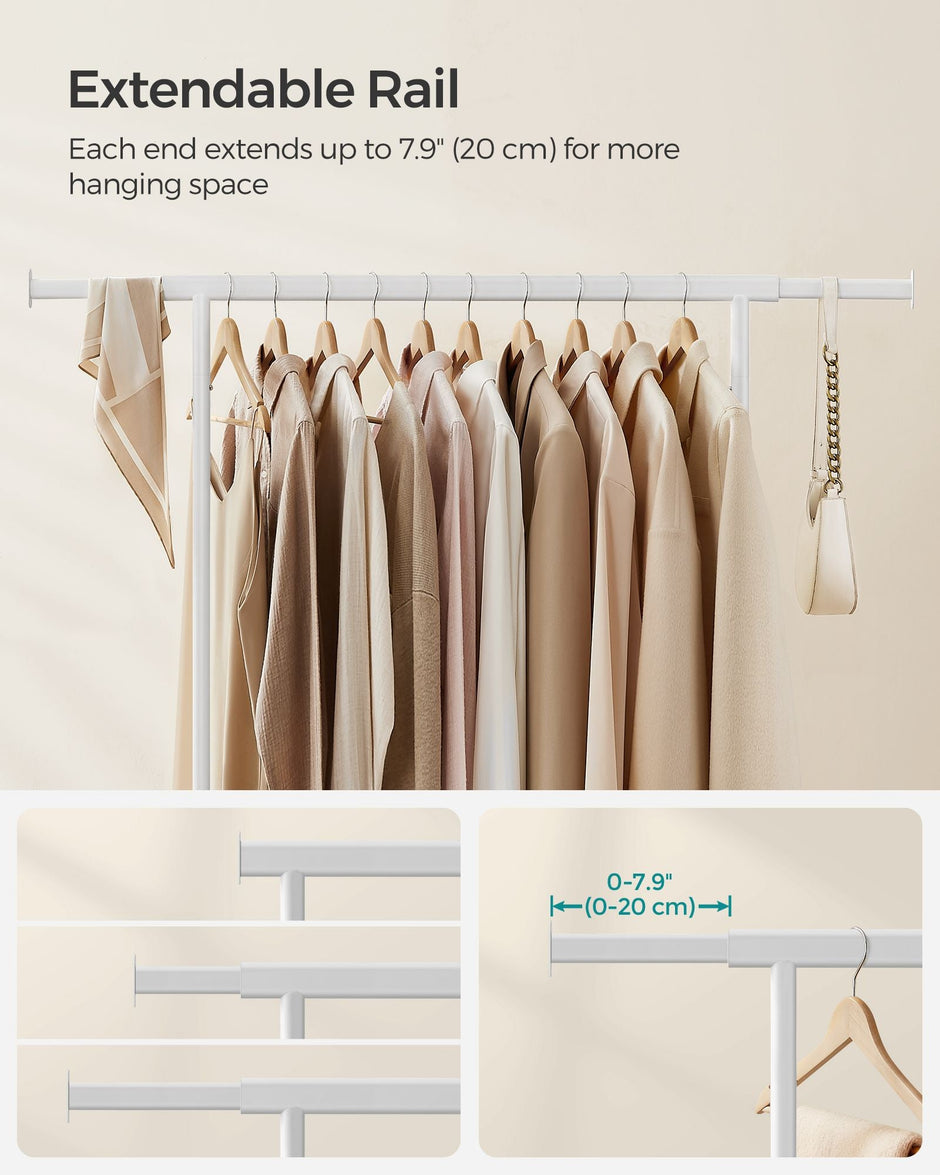 Heavy Duty Clothes Rack – Metal – Portable – Extendable Hanging Rail, 90 kg Load Capacity
