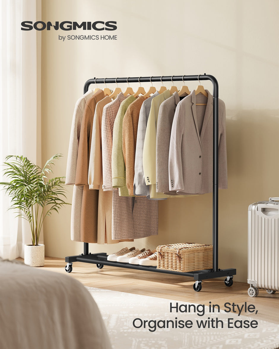 Clothes Rack - 90 kg - Steel - 2 Lockable Wheels - Adjustable Height