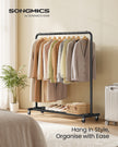 Clothes Rack - 90 kg - Steel - 2 Lockable Wheels - Adjustable Height