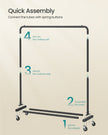 Clothes Rack - 90 kg - Steel - 2 Lockable Wheels - Adjustable Height