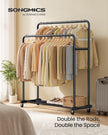 Clothes Rack - 90kg - Steel - Double Rods - Lockable Wheels
