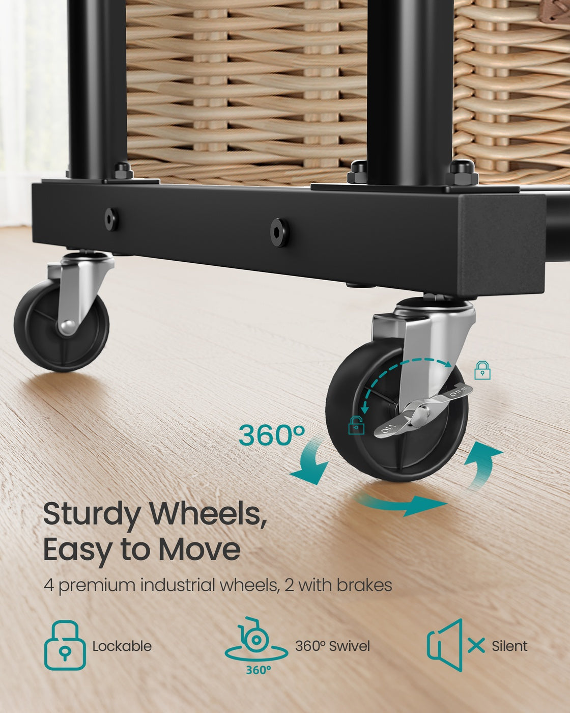 Clothes Rack - 90kg - Steel - Double Rods - Lockable Wheels