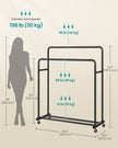 Clothes Rack - 90kg - Steel - Double Rods - Lockable Wheels