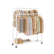 Clothes Rack - 90kg - Steel - Double Rods - Lockable Wheels