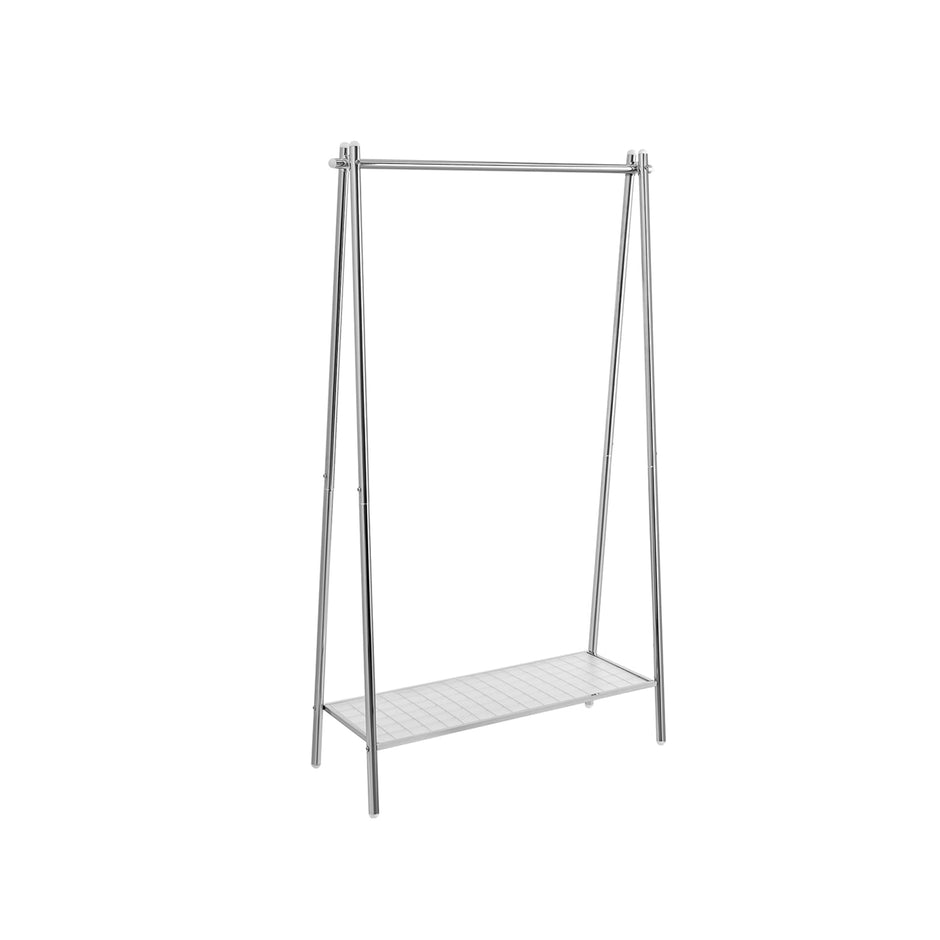 Clothes Rack – Steel – Silver – Includes Hanging Rail and Shelf