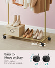 Clothes Rack – Metal – Pale Gold – Portable with Storage Shelf