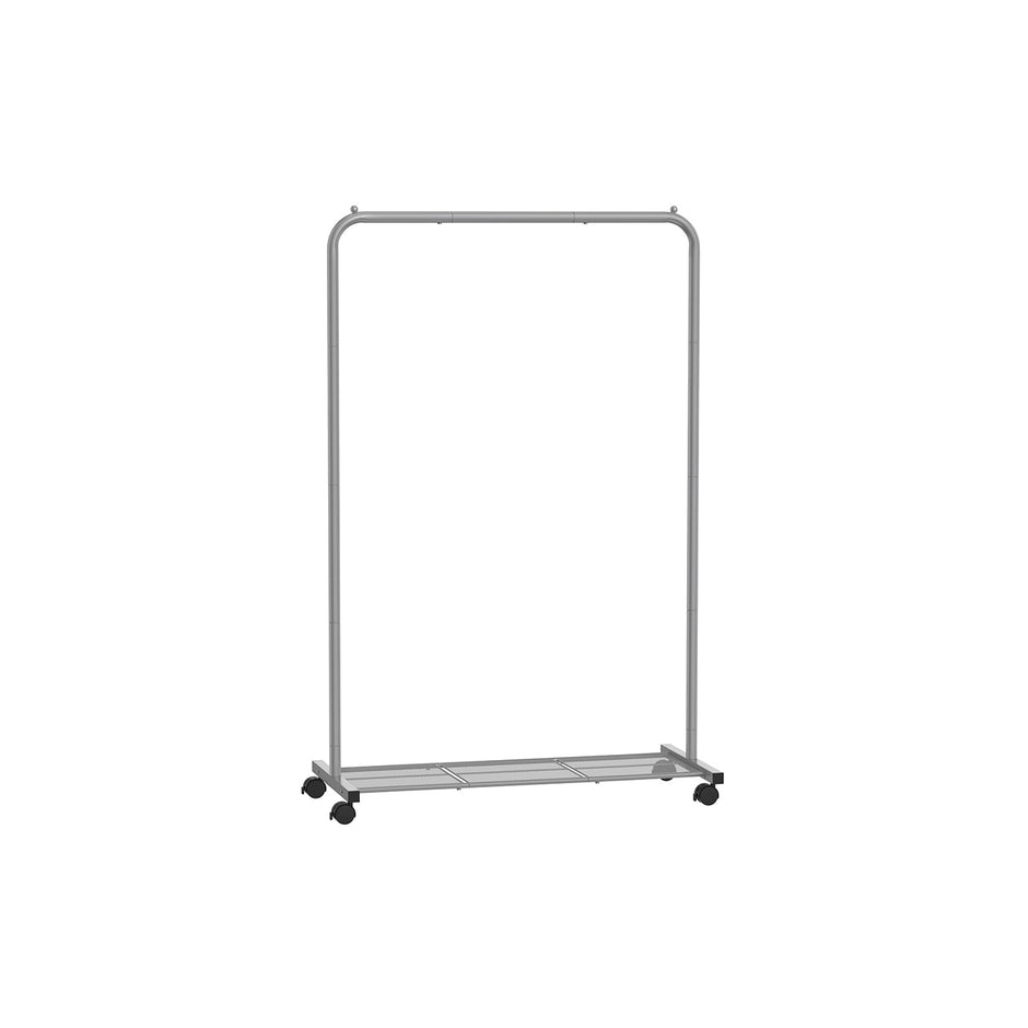 Clothes Rack – Metal – Dove Grey – Rolling with Storage Shelf
