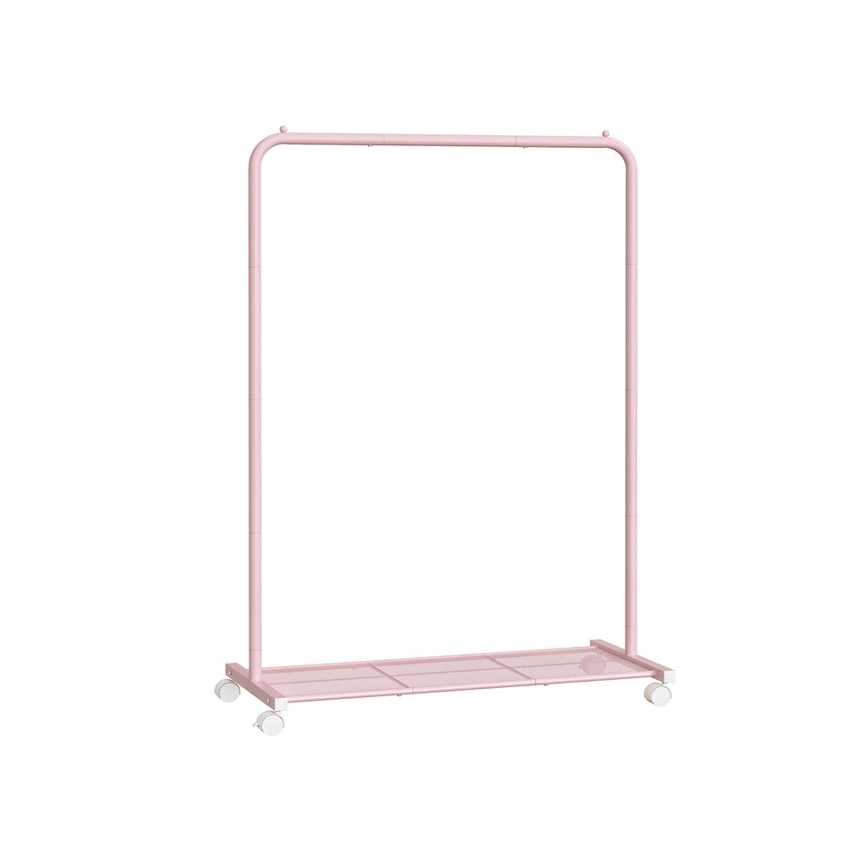 Garment Rack – Metal – Jelly Pink – Mobile with Storage Shelf