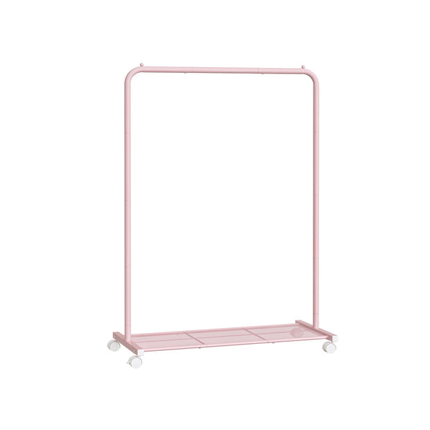 Garment Rack – Metal – Jelly Pink – Mobile with Storage Shelf
