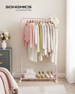Garment Rack – Metal – Jelly Pink – Mobile with Storage Shelf