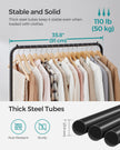 Double-Rod Clothes Rail – Metal – Black – Mobile with Storage Shelf and Lockable Wheels