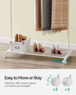 Double-Rod Clothes Rail – Metal – White – Mobile with Storage Shelf and Lockable Wheels