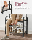 Coat Stand with Shoe Storage Bench – Steel – Rustic Walnut and Black – Free Standing with Removable Hooks